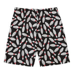 Black Bowling Pins Pattern Print Men's Swim Trunks