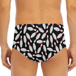 Black Bowling Pins Pattern Print Men's Triangle Swim Briefs