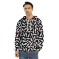 Black Bowling Pins Pattern Print Men's Velvet Pullover Hoodie
