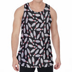 Black Bowling Pins Pattern Print Men's Velvet Tank Top