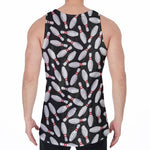 Black Bowling Pins Pattern Print Men's Velvet Tank Top