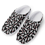 Black Bowling Pins Pattern Print Mesh Casual Shoes