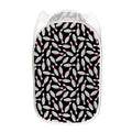 Black Bowling Pins Pattern Print Mesh Laundry Hamper