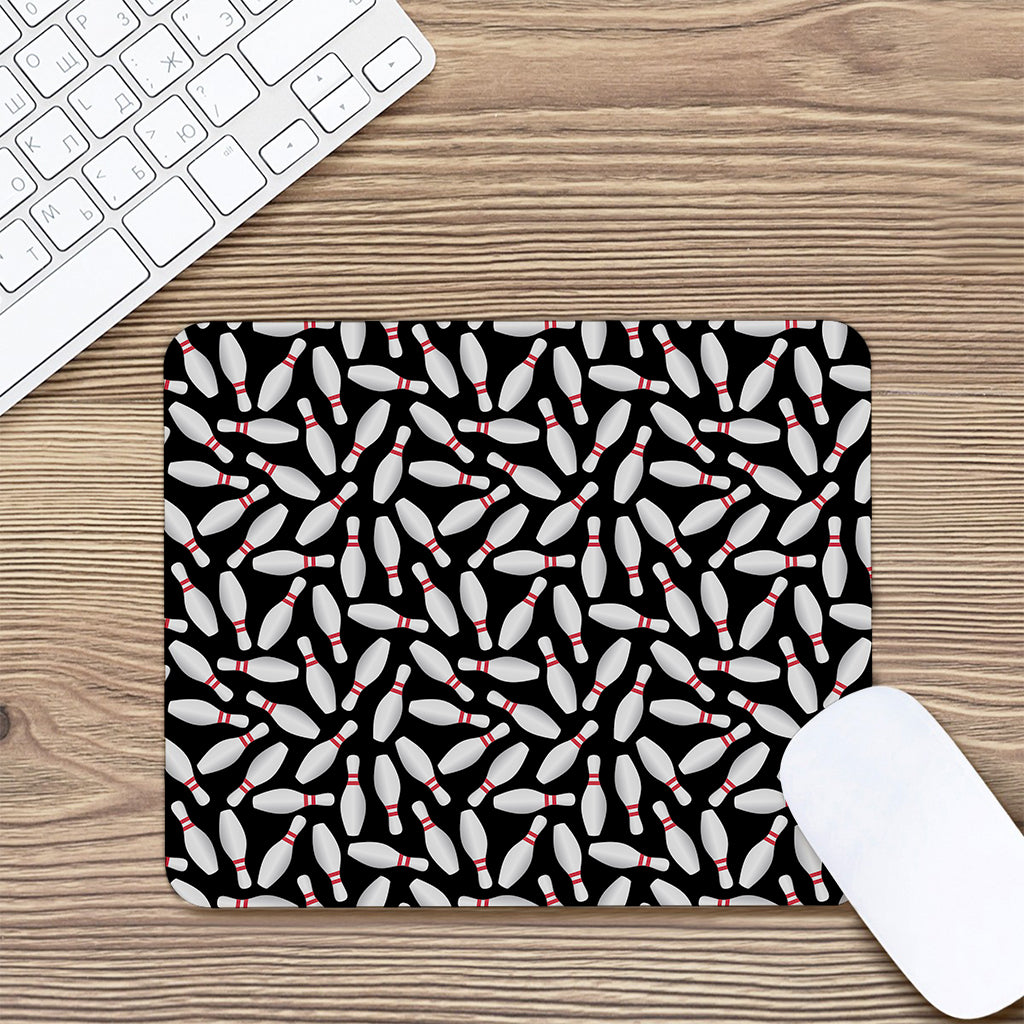 Black Bowling Pins Pattern Print Mouse Pad
