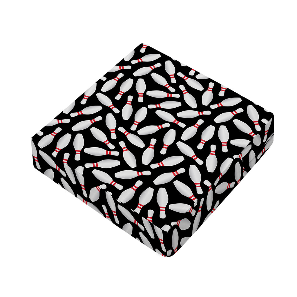 Black Bowling Pins Pattern Print Outdoor Seat Cushion Cover
