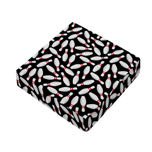 Black Bowling Pins Pattern Print Outdoor Seat Cushion Cover