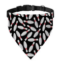 Black Bowling Pins Pattern Print Over The Collar Dog Bandana