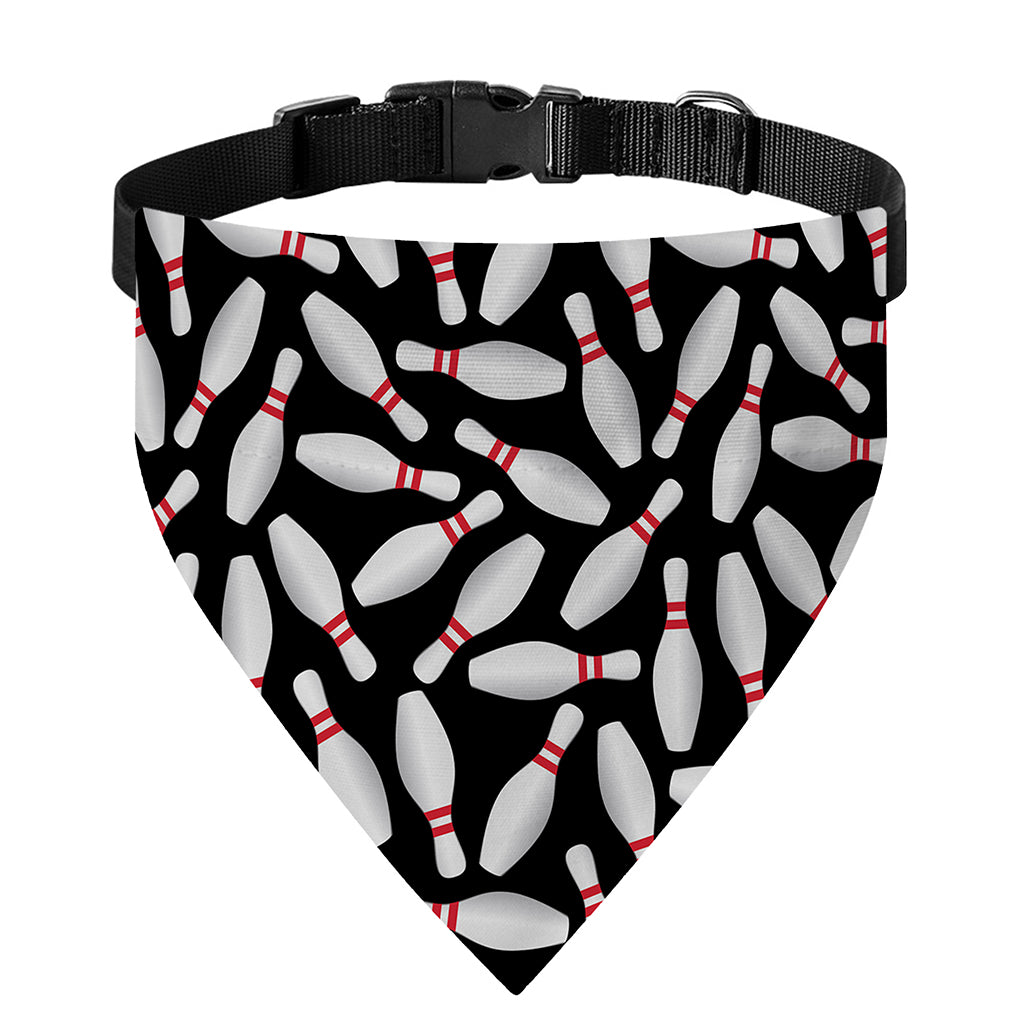 Black Bowling Pins Pattern Print Over The Collar Dog Bandana