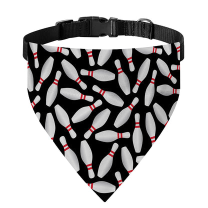 Black Bowling Pins Pattern Print Over The Collar Dog Bandana