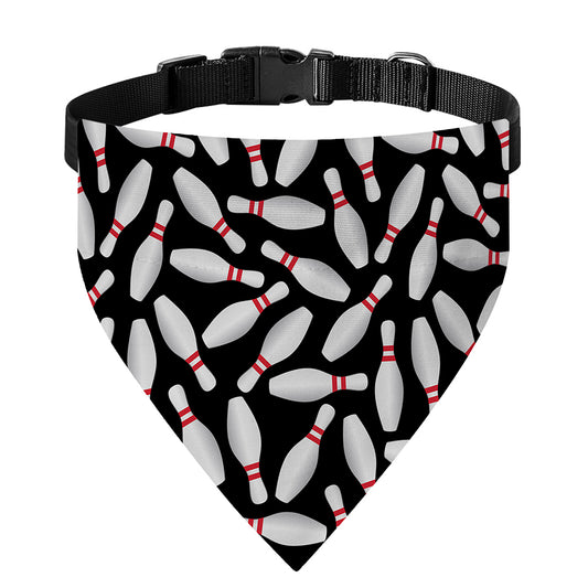 Black Bowling Pins Pattern Print Over The Collar Dog Bandana