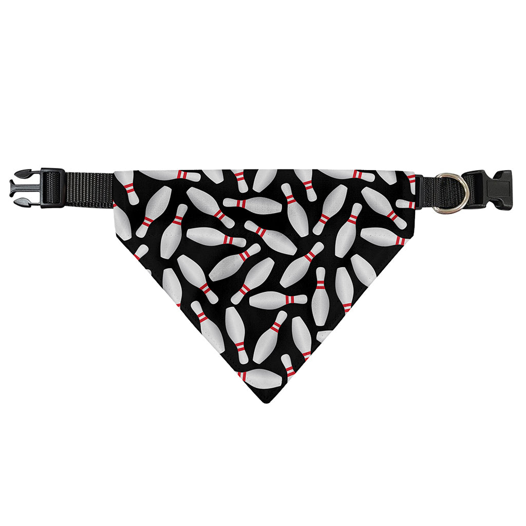 Black Bowling Pins Pattern Print Over The Collar Dog Bandana