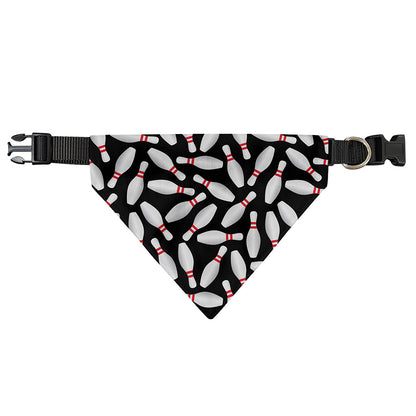 Black Bowling Pins Pattern Print Over The Collar Dog Bandana