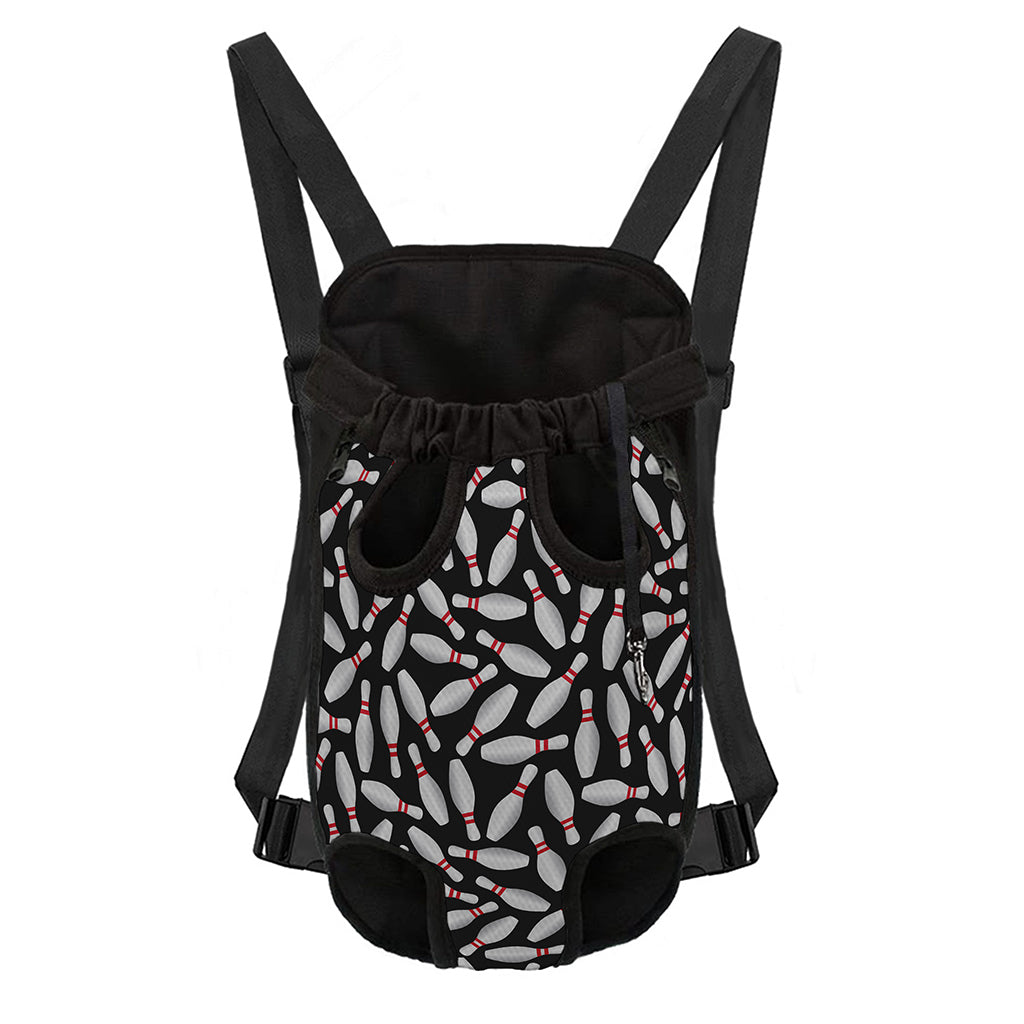 Black Bowling Pins Pattern Print Pet Carrier Backpack