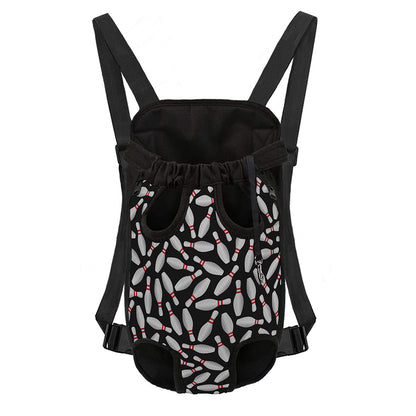 Black Bowling Pins Pattern Print Pet Carrier Backpack