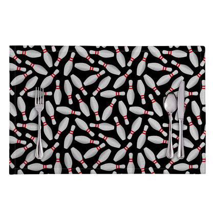 Black Bowling Pins Pattern Print Placemat