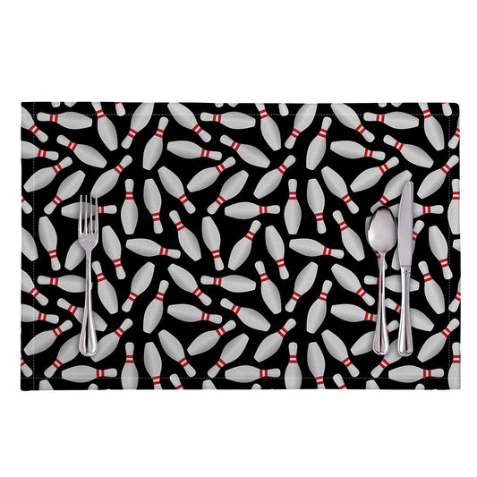 Black Bowling Pins Pattern Print Placemat