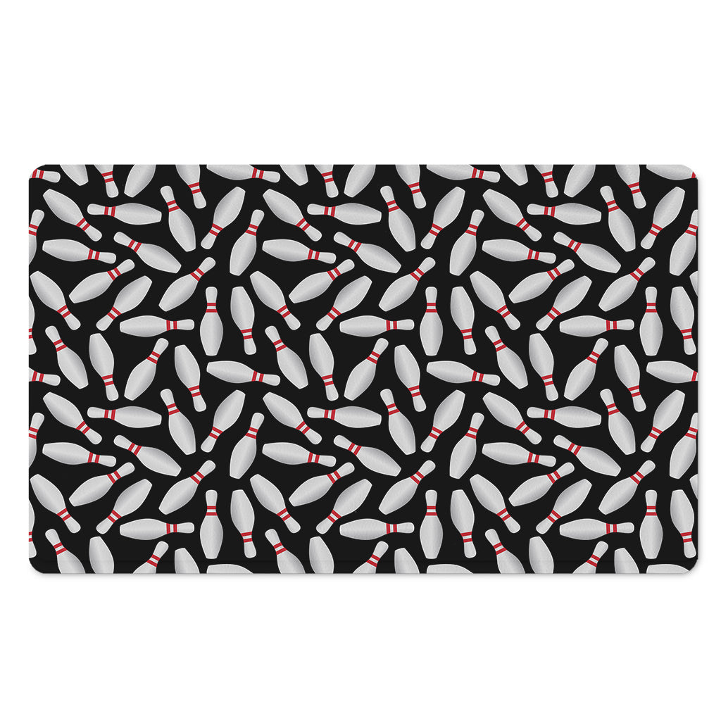 Black Bowling Pins Pattern Print Polyester Doormat