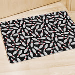 Black Bowling Pins Pattern Print Polyester Doormat