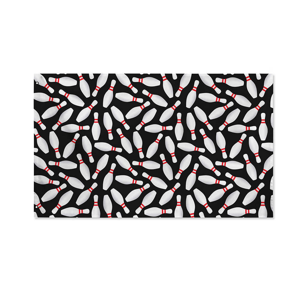 Black Bowling Pins Pattern Print Polyester Flag