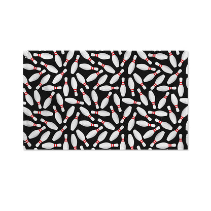 Black Bowling Pins Pattern Print Polyester Flag