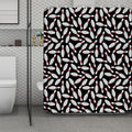 Black Bowling Pins Pattern Print Polyester Shower Curtain
