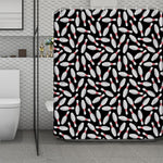 Black Bowling Pins Pattern Print Polyester Shower Curtain