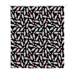 Black Bowling Pins Pattern Print Polyester Shower Curtain