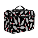 Black Bowling Pins Pattern Print Portable Lunch Bag