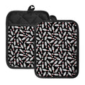 Black Bowling Pins Pattern Print Pot Holders With Pocket