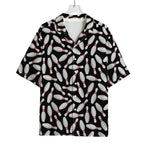 Black Bowling Pins Pattern Print Rayon Hawaiian Shirt