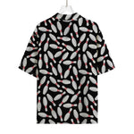 Black Bowling Pins Pattern Print Rayon Hawaiian Shirt