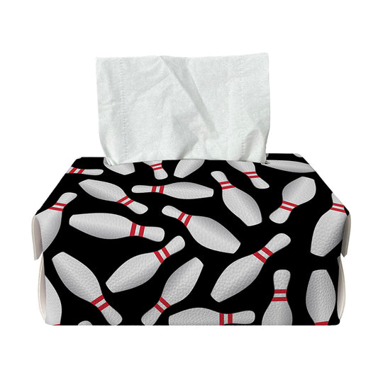 Black Bowling Pins Pattern Print Rectangle Tissue Box Cover