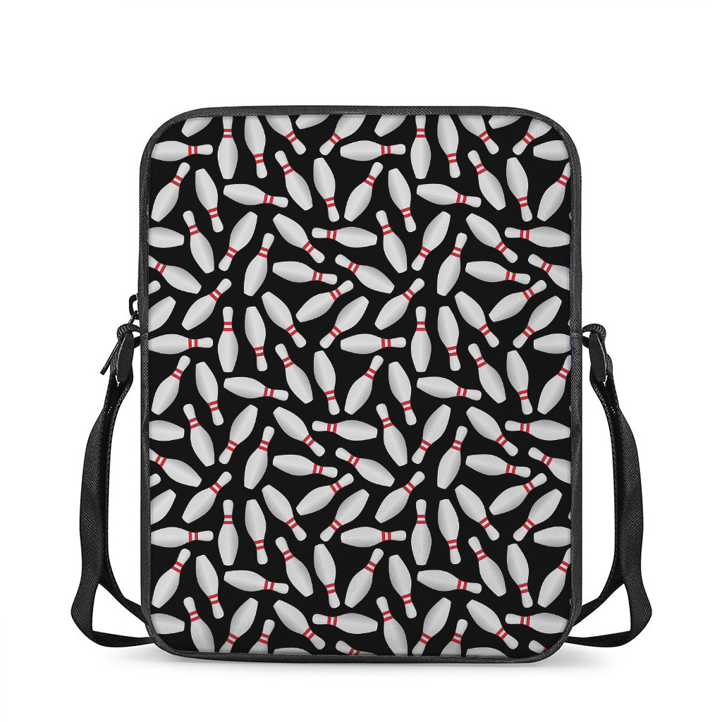 Black Bowling Pins Pattern Print Rectangular Crossbody Bag