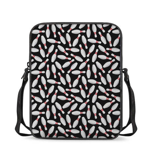 Black Bowling Pins Pattern Print Rectangular Crossbody Bag