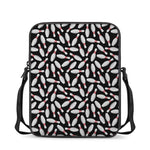 Black Bowling Pins Pattern Print Rectangular Crossbody Bag
