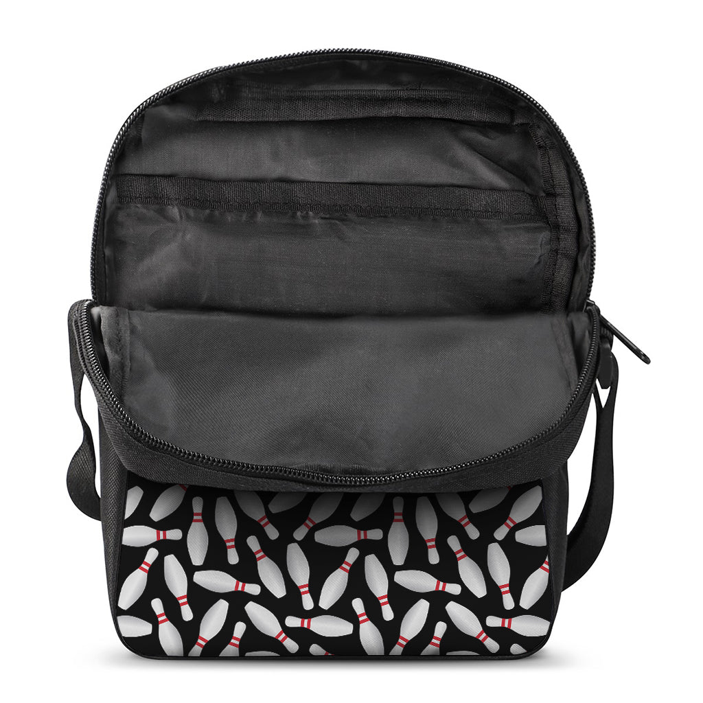 Black Bowling Pins Pattern Print Rectangular Crossbody Bag