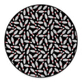Black Bowling Pins Pattern Print Round Floor Mat