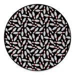 Black Bowling Pins Pattern Print Round Floor Mat