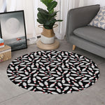 Black Bowling Pins Pattern Print Round Rug