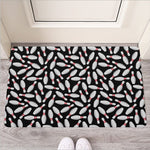 Black Bowling Pins Pattern Print Rubber Doormat