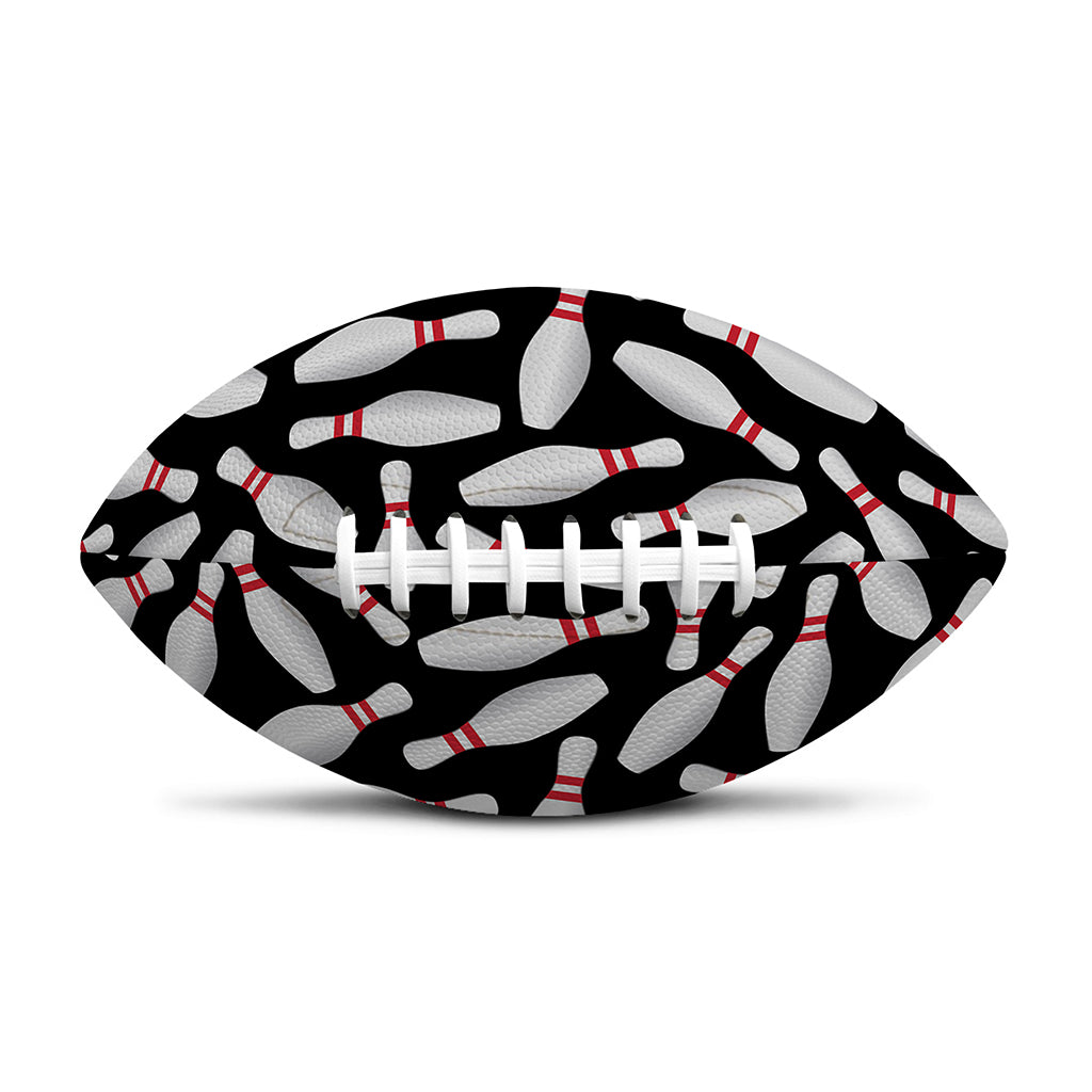 Black Bowling Pins Pattern Print Rugby Ball