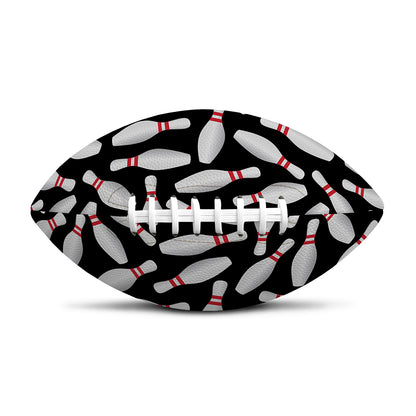 Black Bowling Pins Pattern Print Rugby Ball