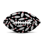 Black Bowling Pins Pattern Print Rugby Ball