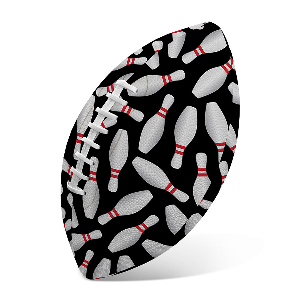 Black Bowling Pins Pattern Print Rugby Ball