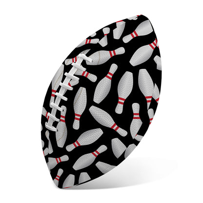 Black Bowling Pins Pattern Print Rugby Ball