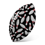 Black Bowling Pins Pattern Print Rugby Ball