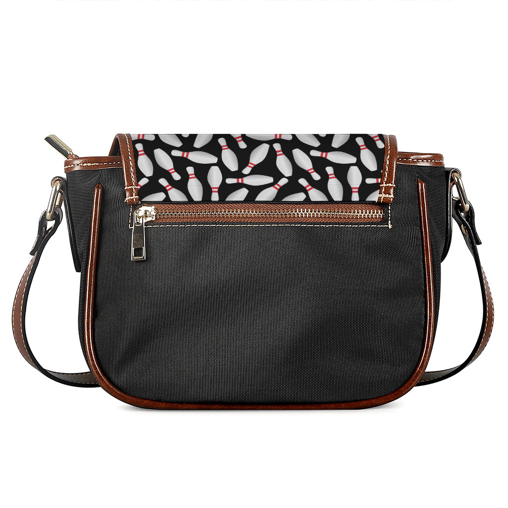 Black Bowling Pins Pattern Print Saddle Bag