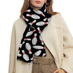 Black Bowling Pins Pattern Print Scarf