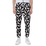Black Bowling Pins Pattern Print Scuba Joggers