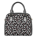 Black Bowling Pins Pattern Print Shoulder Handbag